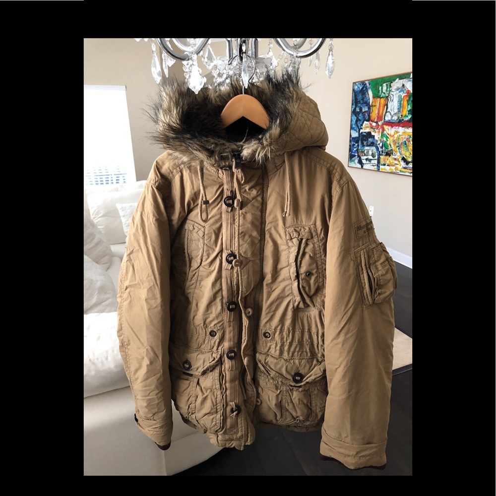 Abercrombie & Fitch Extraordinary Jacket With Leader Trims, Rivets and Fur .
